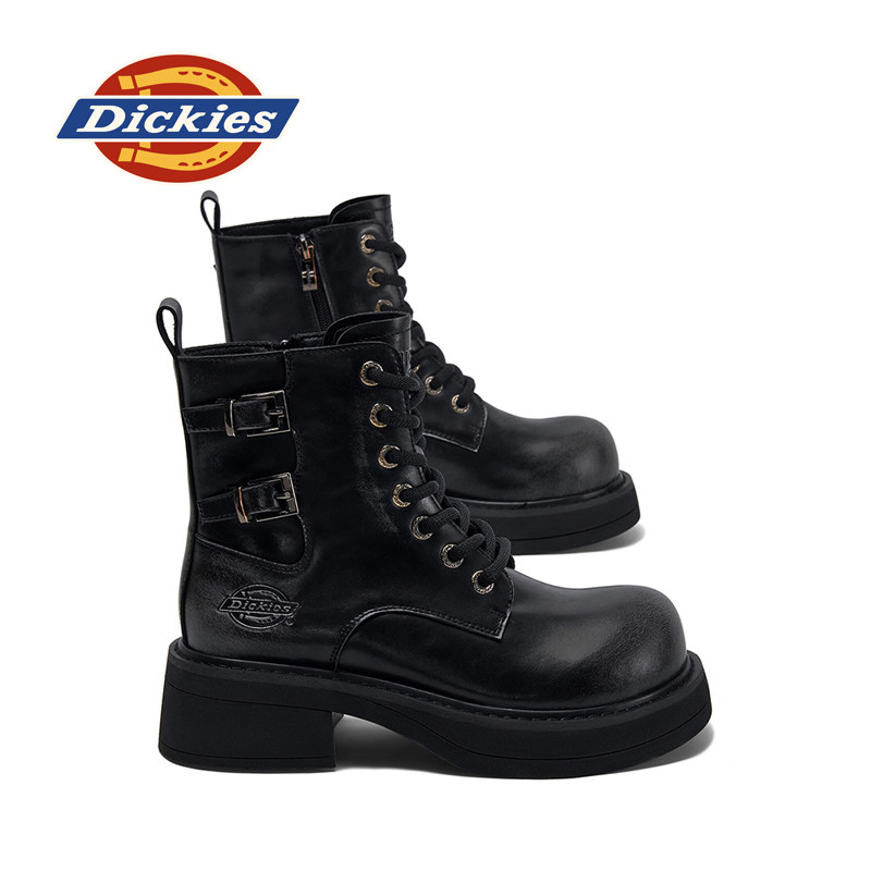 Dickies马丁靴女2025冬季新款皮靴女骑士靴短靴厚底增高工装靴子,淘宝优惠券,粉丝福利购,淘宝优惠卷