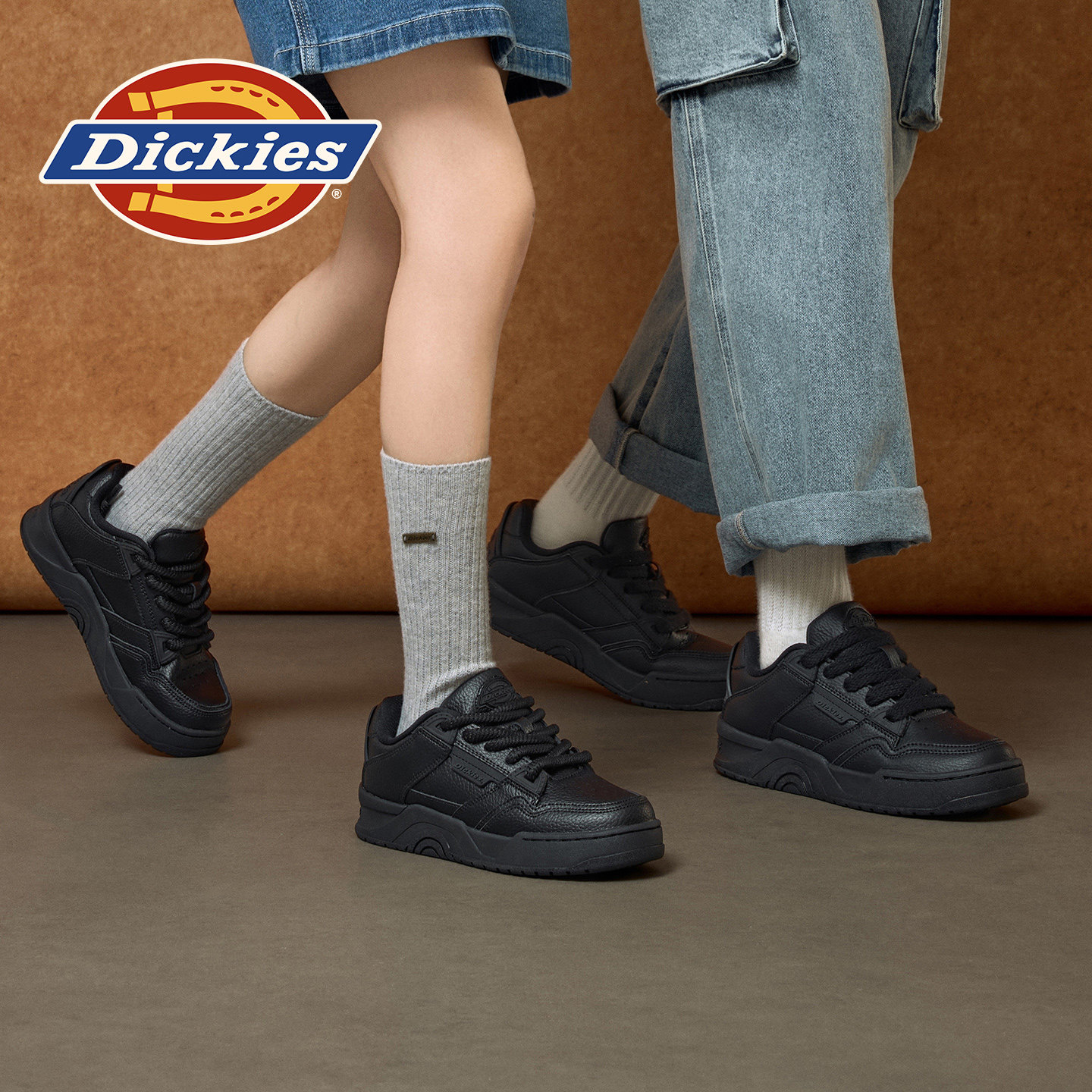Dickies板鞋男黑色休闲鞋2025新款秋冬厚底增高百搭潮鞋情侣鞋子