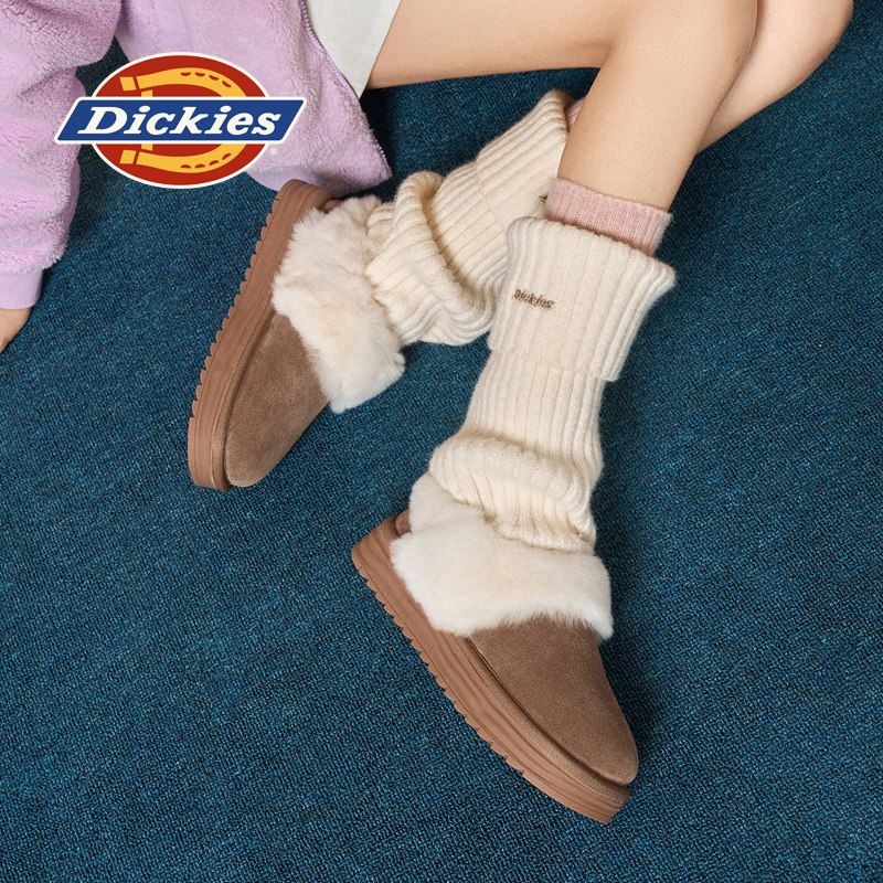Dickies女鞋毛毛鞋2025新款冬季加绒加厚雪地靴女鞋保暖低帮棉鞋,淘宝优惠券,粉丝福利购,淘宝优惠卷
