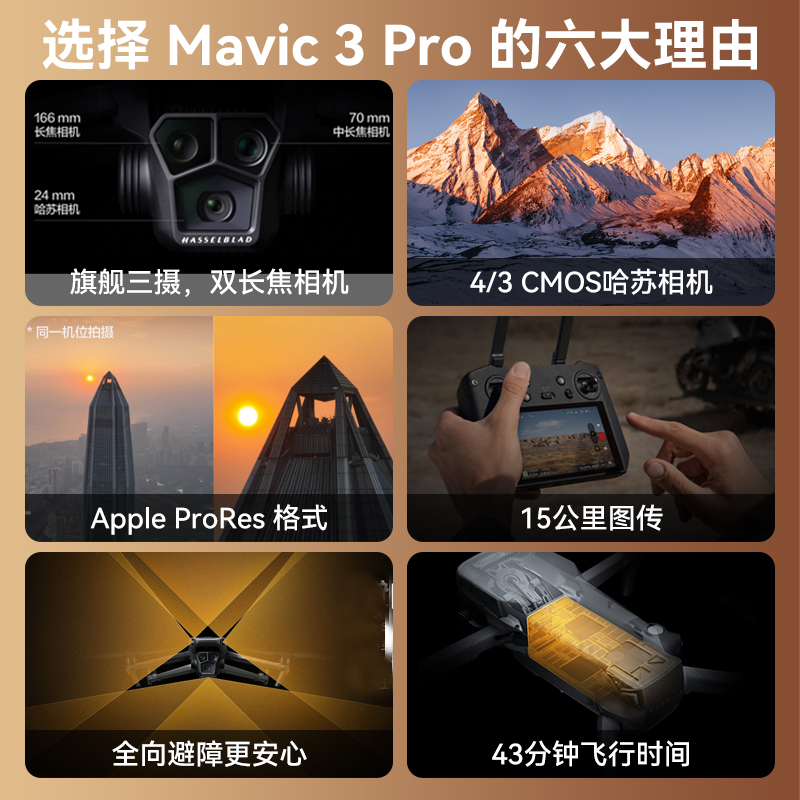 价保618&顺丰速发！dji大疆无人机Mavic 3 Pro御3pro/classic智能航拍机专业高清超长续航飞行相机官方正品 - 图2