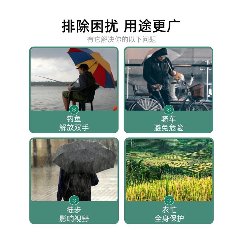 加厚款防暴雨成人雨衣 全身长款双帽檐雨披 夏季户外背包骑行雨衣 - 图3