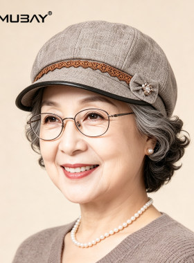复古八角帽中老年女四季妈