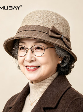 中老年妈渔夫帽女士秋冬蝴