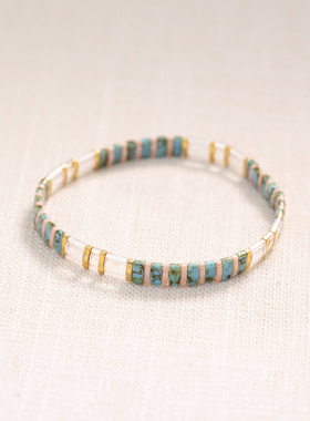 MLGM新款绿松色tila进口珠手工串珠收手链 ins风个性简约手串饰品