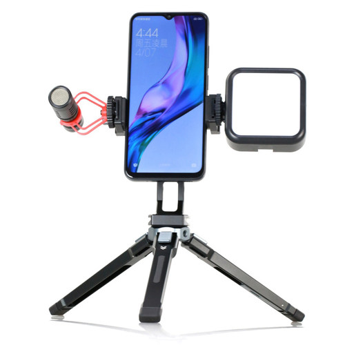 金属三脚架自拍杆稳定器底座桌面手机支架直播视频配件万向调节补光灯热靴口冷靴手机夹子适用于大疆智云 - 图0