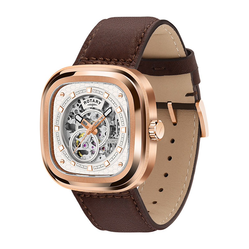 英国ROTARY劳特莱格林威治镂空手表全自动机械表男士腕表男友礼物
