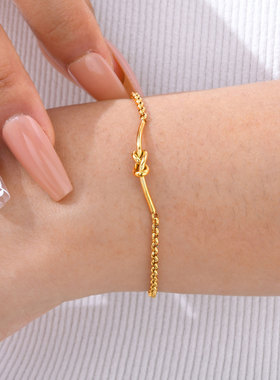 新款个性设计几何打结手链时尚气质简约百搭钛钢手饰女不掉色