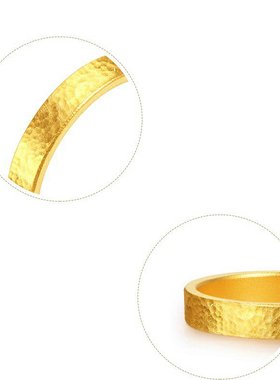 古法锤纹素圈精致纹理戒指男女对戒情侣款简约百搭不掉色指环