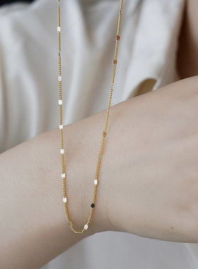 简约基础素链精致细片项链女小众设计感百搭叠戴锁骨链新款颈链
