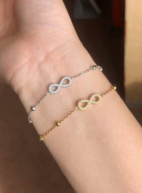 韩式时尚ins简约镶钻手链女小众高级感无限的爱符号不掉色手饰品