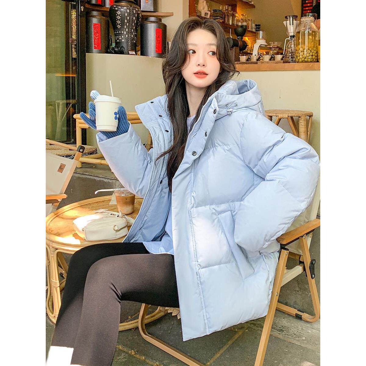 MM明摩女装短款羽绒服女冬小个子宽松加厚90白鸭绒外套官方旗舰店 - 图0