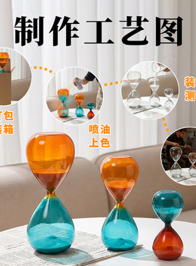 一寸光阴彩色玻璃沙漏计时器摆件