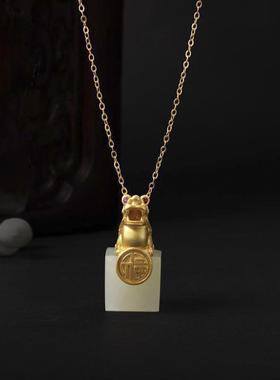 天然和田玉貔貅吊坠男款女项链玉石皮丘招财情侣挂件印章玉坠