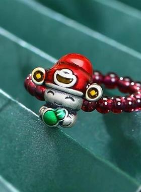 过年戒指红色小财神S925纯银指环2024款中国风高级感新年喜庆礼物