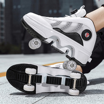 Deformed Shoes Riot Walking Shoes Four Wheels Walkable Adultewalking Adult Exploits Students Double Row Pulleys Flying Shoelaces Wheel Shoes