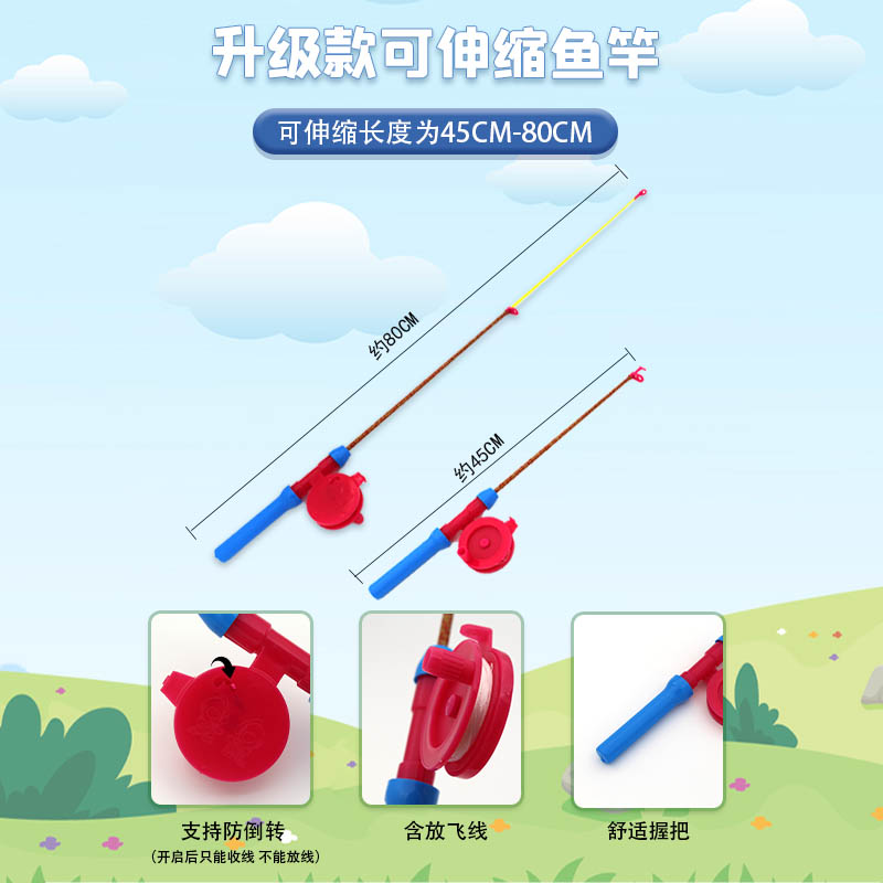 畅猎趣塑料儿童专用手持鱼竿风筝潍坊2024年新款小孩卡通微风易飞