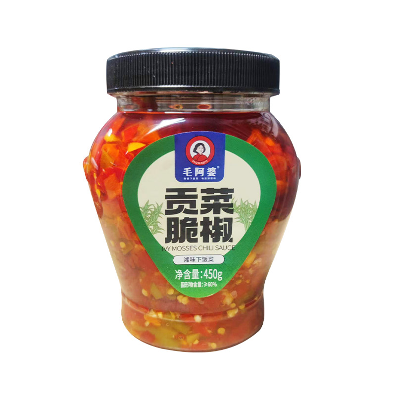 毛阿婆贡菜脆椒450gx1瓶湖南特产剁椒辣酱脆椒下饭咸菜拌面酱腌菜 - 图3