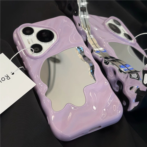 适用iPhone18/16promax波浪镜子高级感手机壳苹果18pro新款15/14plus网红华为pura80/70小众mate70/60保护套 - 图2