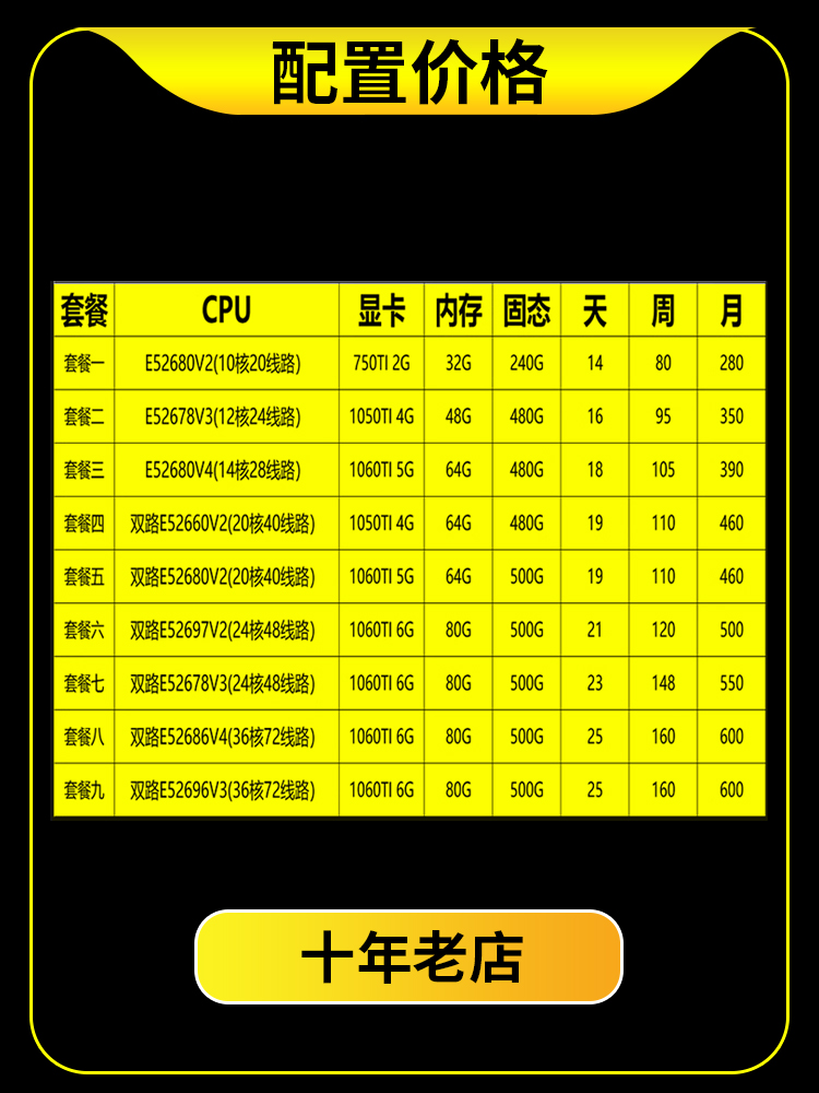 远程电脑出租E5服务器主机云渲染2678虚拟机租赁2696V3模拟器多开-图0