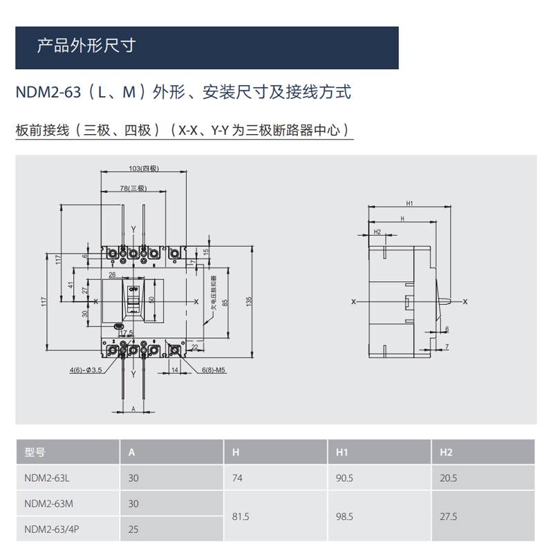 125a250a400a630a3pnaderndm2上海良信空气开关塑壳断路器- - 图2