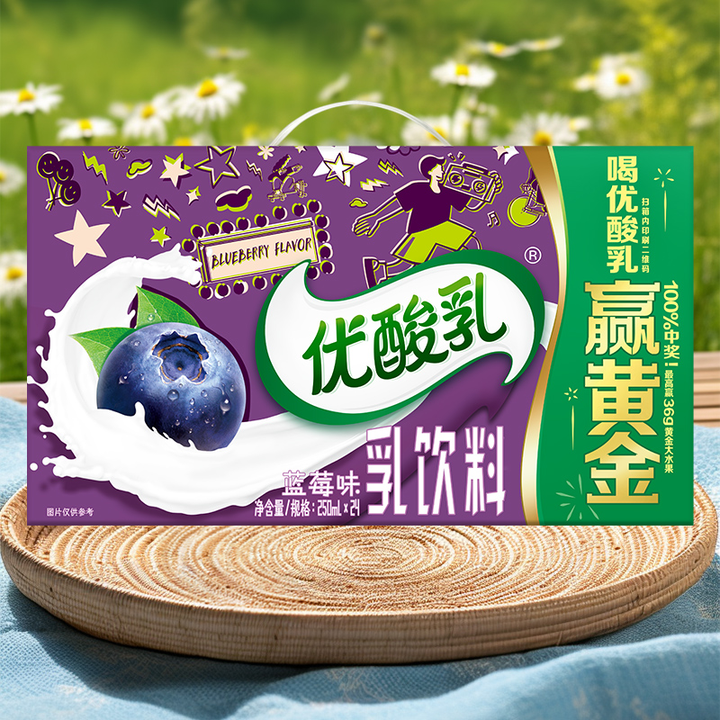 4月新品伊利优酸乳250mlx24整箱含乳饮料早餐奶原味蓝莓贵妃荔枝-图2