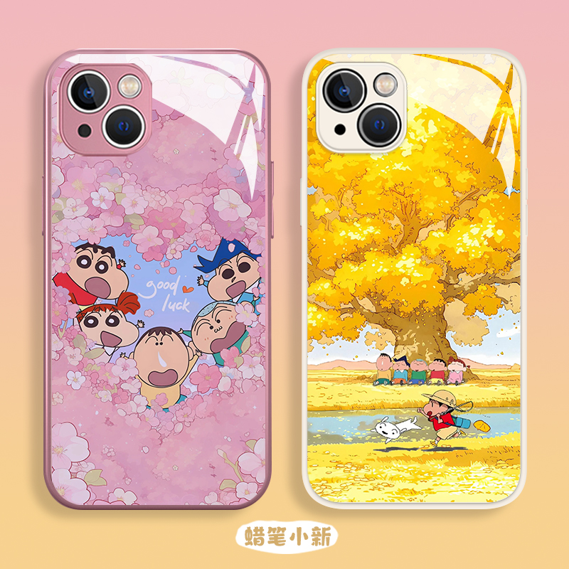 蜡笔小新适用苹果16手机壳iphone15可爱opporeno13情侣vivox200卡通iqooz9一加ace3秋冬findx8/neo10/s17e/12 - 图0