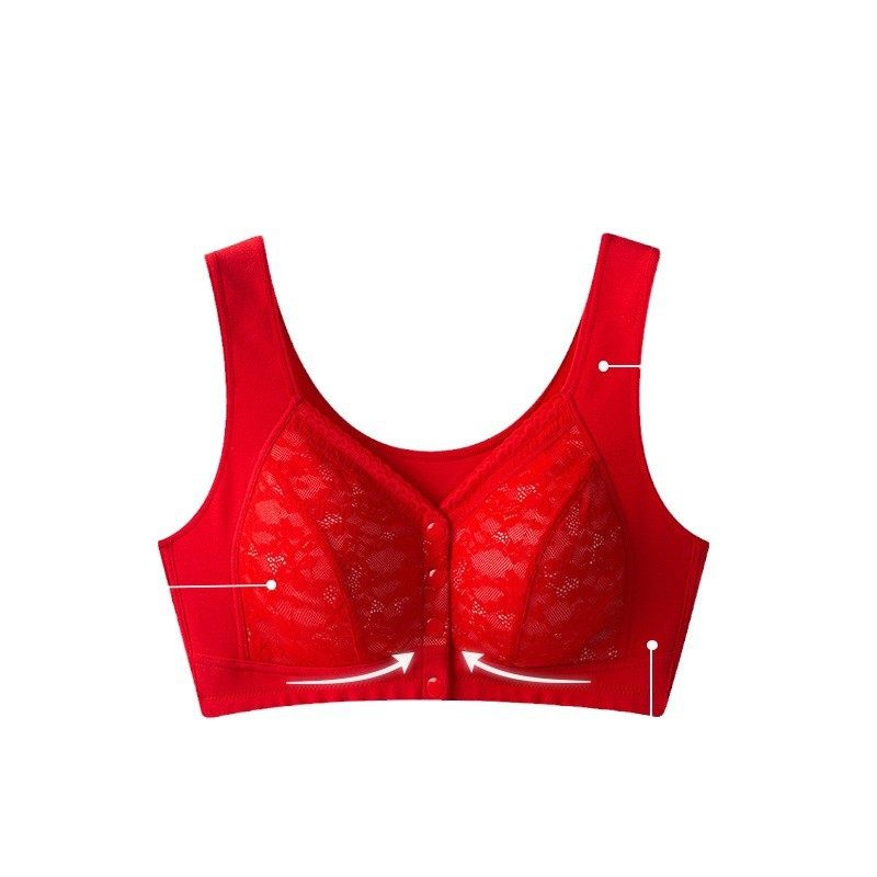 大红色妈妈本命年内衣套装无钢圈背心式前开扣文胸胸罩内裤两件套,淘宝优惠券,粉丝福利购,淘宝优惠卷