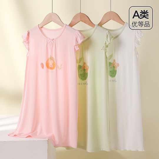 
Girls nightgowns summer thin sleeveless suspender skirt cool and refreshing home clothes little princess skirt baby pajamas