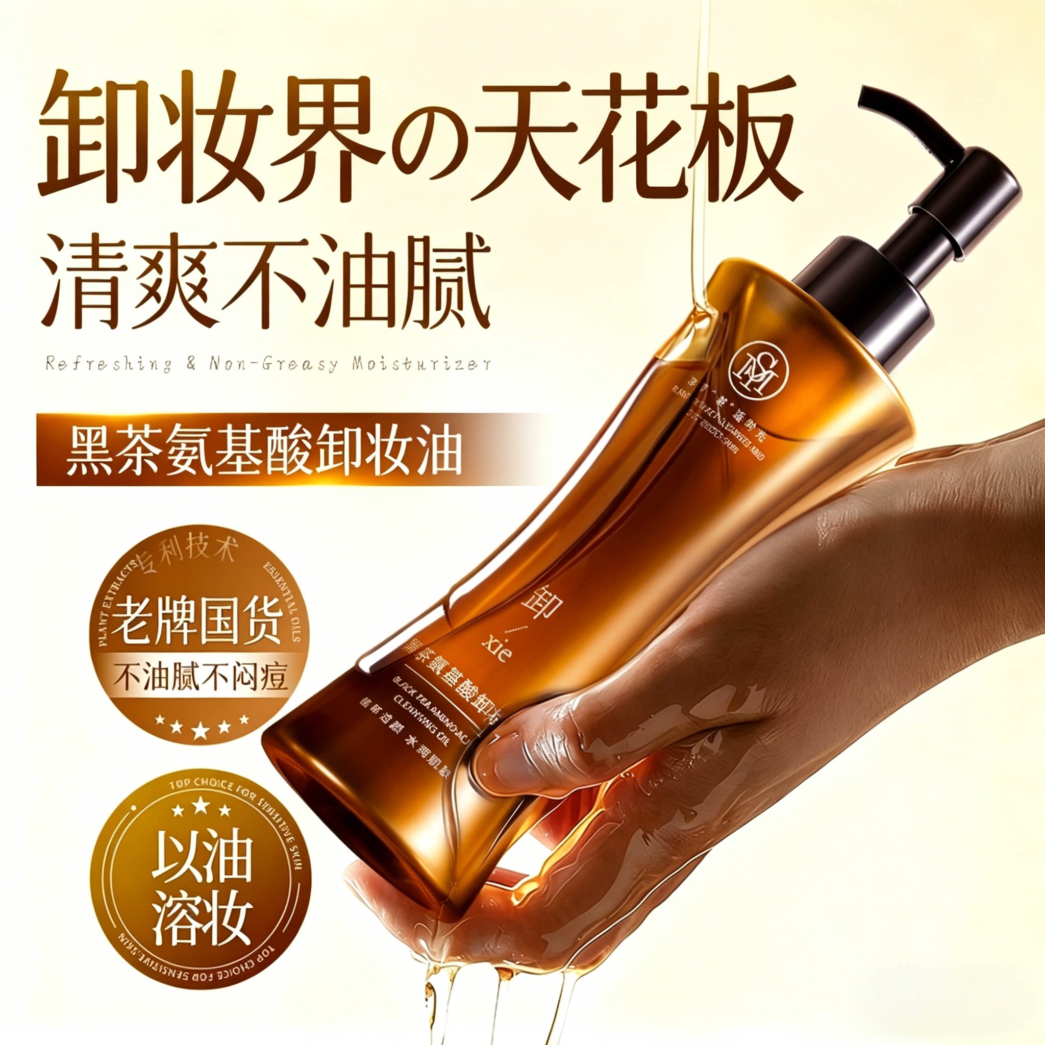 黑茶卸妆油女官方旗舰店正品水液膏眼唇脸三合一温和深层清洁毛孔