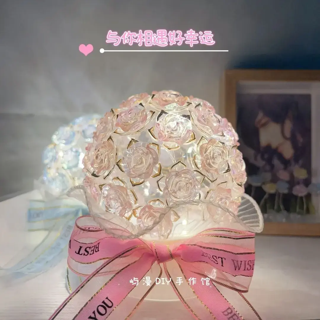 奈奈手工diy玫瑰小夜灯材料包自制作创意摆件送闺蜜好友生日礼物 - 图1