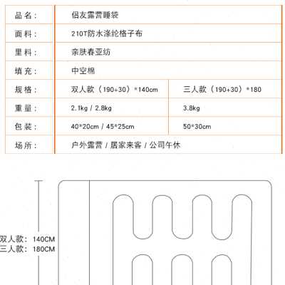 户外露营睡袋三人轻便携加大加厚保暖野营旅行睡袋防寒单双人四季-图1