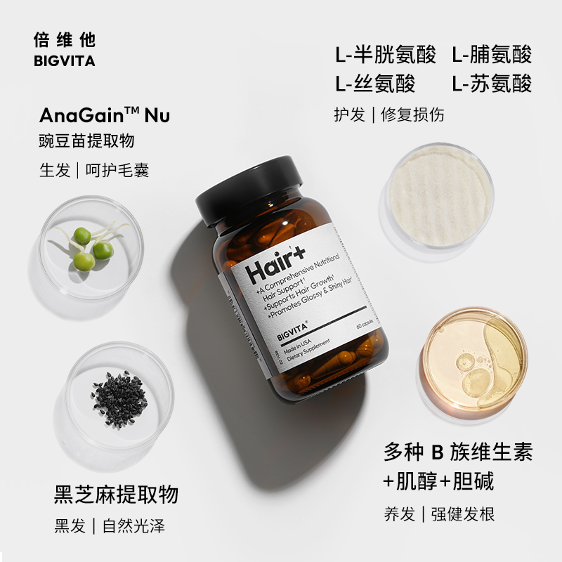 倍维他BIGVITA发养料营养保健养发固发乌发维生素b发际线白发内调