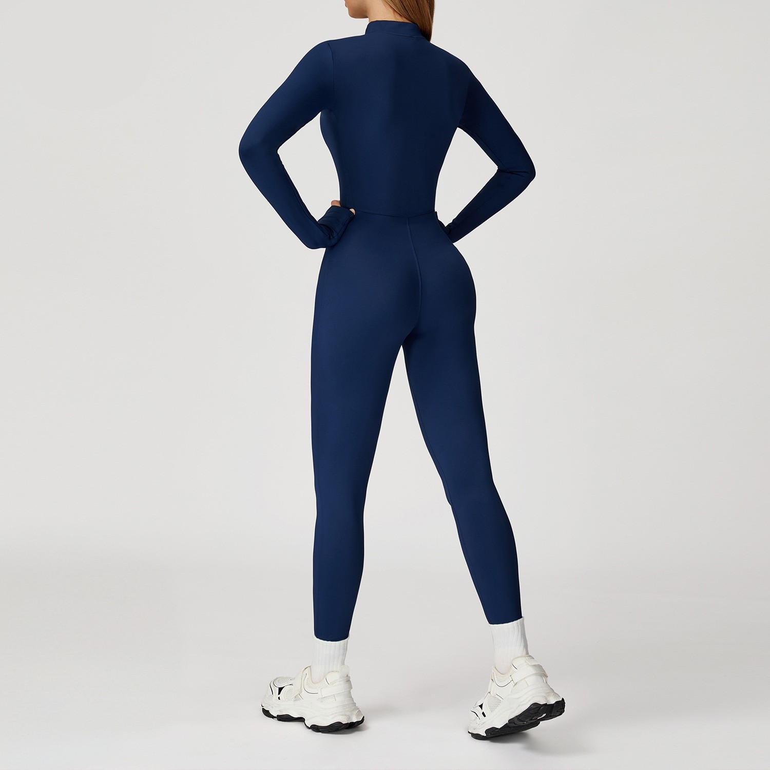 欧美秋冬长袖加绒拉链连体健身服户外瑜伽滑雪紧身连体衣女,淘宝优惠券,粉丝福利购,淘宝优惠卷