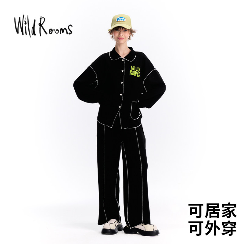 wildrooms条纹长袖睡衣女2025新款时尚休闲开衫可外穿家居服套装,淘宝优惠券,粉丝福利购,淘宝优惠卷