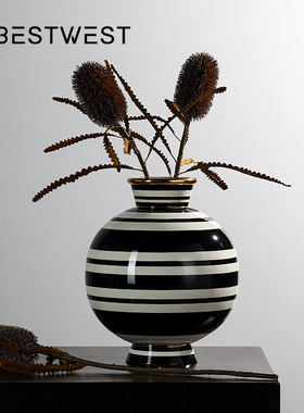 设计师陶瓷花摆件创意样板房客厅软装饰品拍摄道具摆件