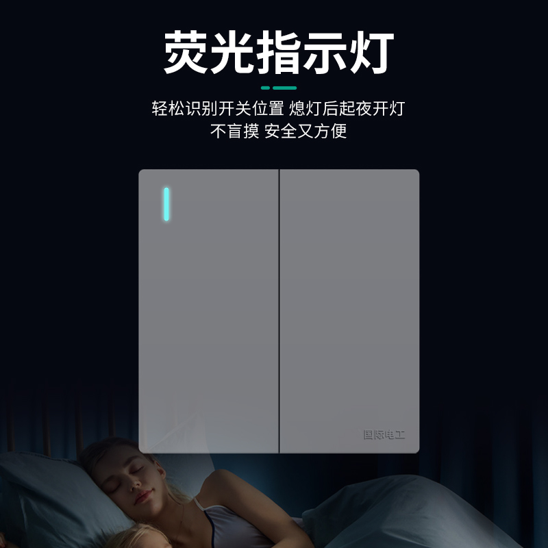 国际电工家用86型暗装墙壁插座面板二开双开双控开关双联2开两开