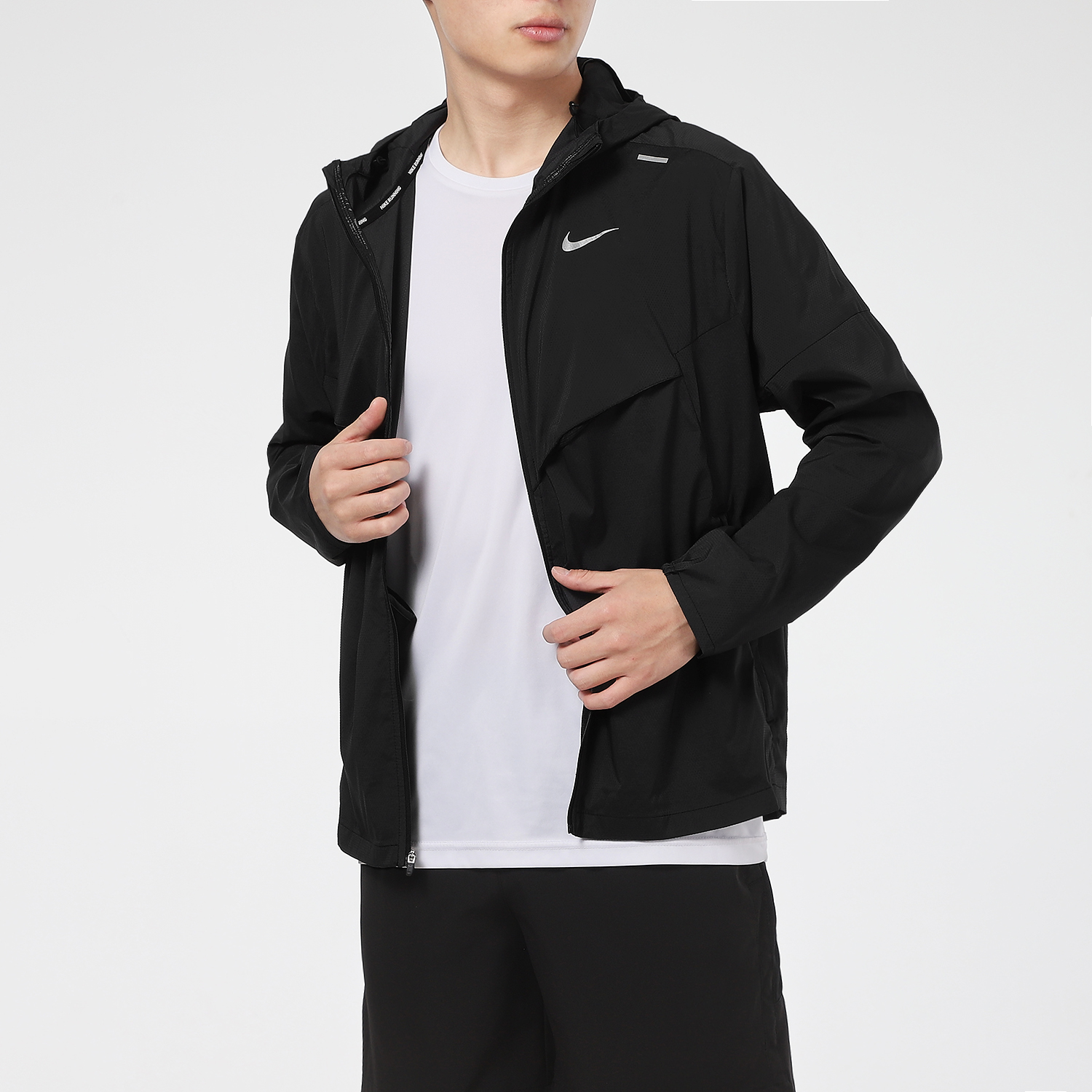 NIKE耐克外套男梭织夹克健身训练服连帽跑步休闲运动服CZ9071-010 - 图0