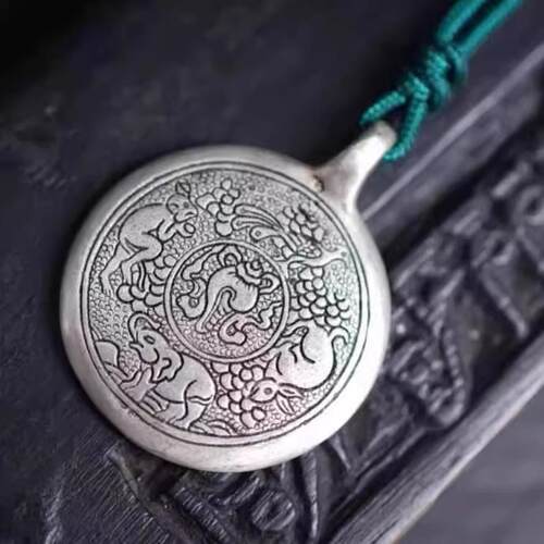 s925西藏藏式九宫牌文玩吊坠侧挂腰挂钥匙扣项链佛珠念珠配饰 - 图0