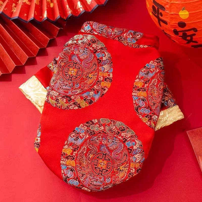 猫咪衣服新年盘扣唐装冬天保暖加绒防掉毛橘猫布偶小型犬喜庆服饰,淘宝优惠券,粉丝福利购,淘宝优惠卷