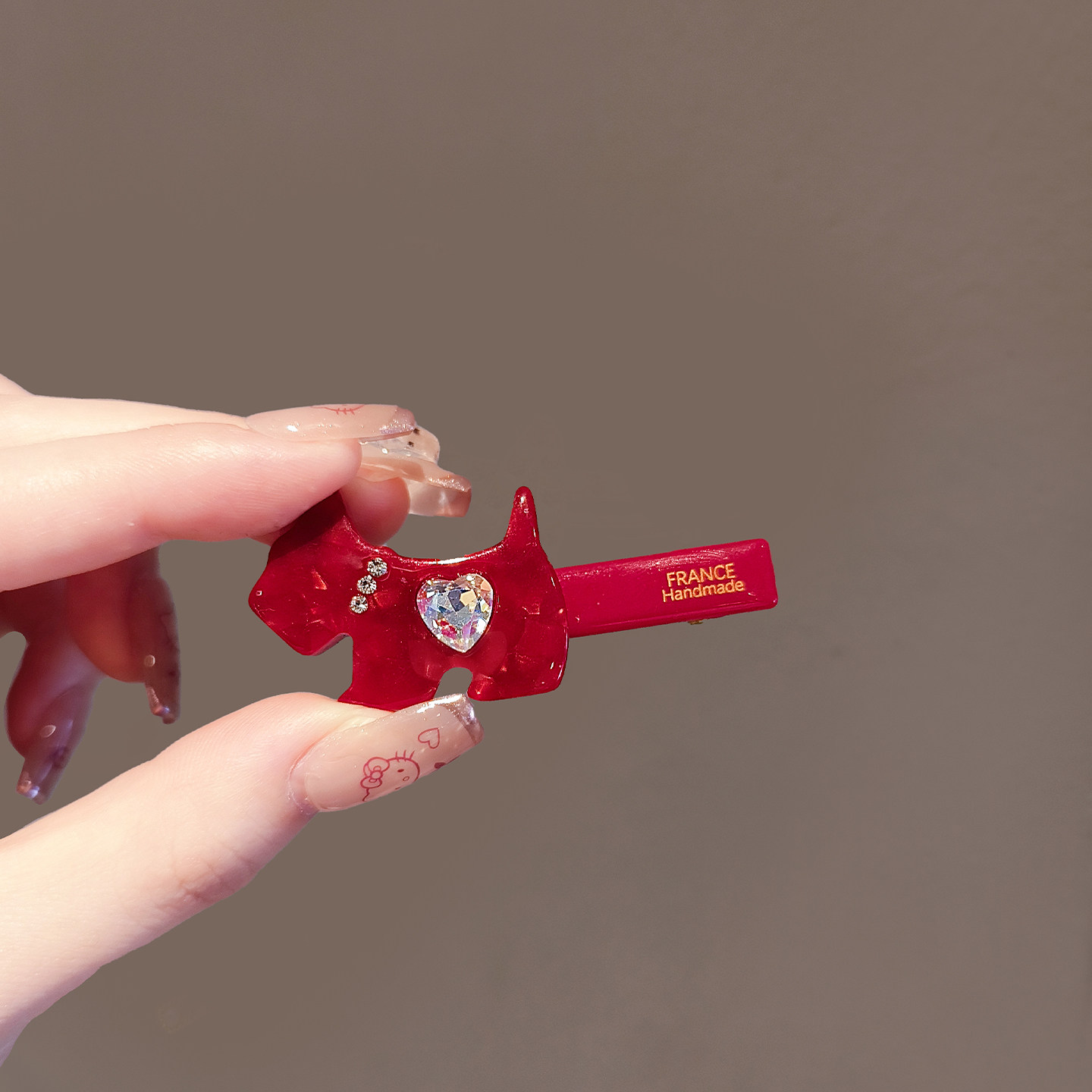 精致韩系时尚爱心水钻侧边懒人鸭嘴夹可爱烫金小猴刘海夹红色发夹,淘宝优惠券,粉丝福利购,淘宝优惠卷