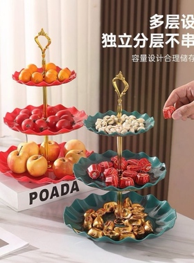 欧式三层果盘家用新款塑料水果盘高档客厅茶几盘子创意点心架