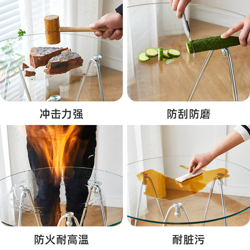 休闲阳台钢化玻璃桌圆形小餐桌洽谈桌茶桌圆桌面中古风复古桌茶几,淘宝优惠券,粉丝福利购,淘宝优惠卷