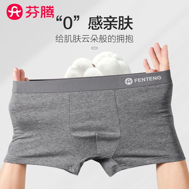 芬腾内裤男士纯棉平角裤衩2025新款青少年男款男生抗菌四角短裤头,淘宝优惠券,粉丝福利购,淘宝优惠卷
