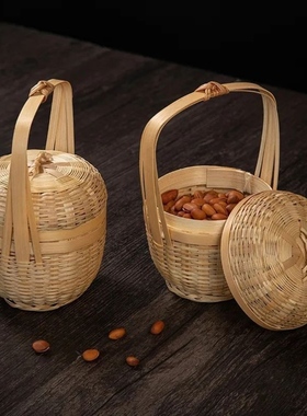 手工编织篮迷你刺身装饰小竹篮海鲜姿造摆盘装饰篮创意竹篮子餐具