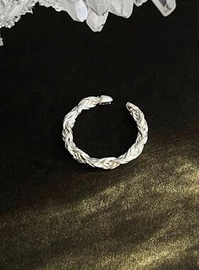 粗版麻花戒指女食指配饰指环时尚个性小众2022新款