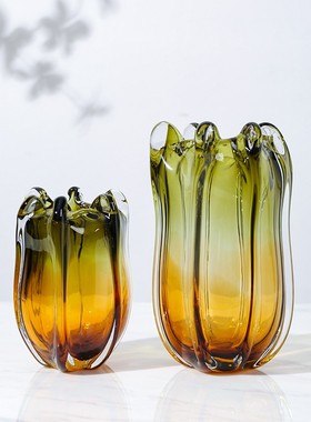琥珀色渐变玻璃花瓶简约