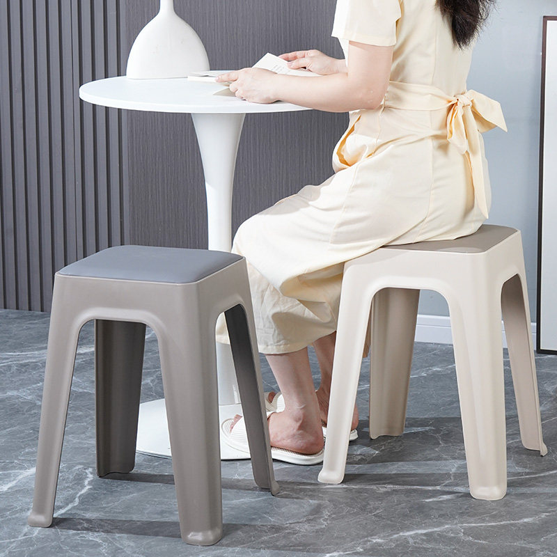 软包塑料凳子皮面方凳可叠放加厚家用特厚轻奢高级感客厅餐桌椅,淘宝优惠券,粉丝福利购,淘宝优惠卷