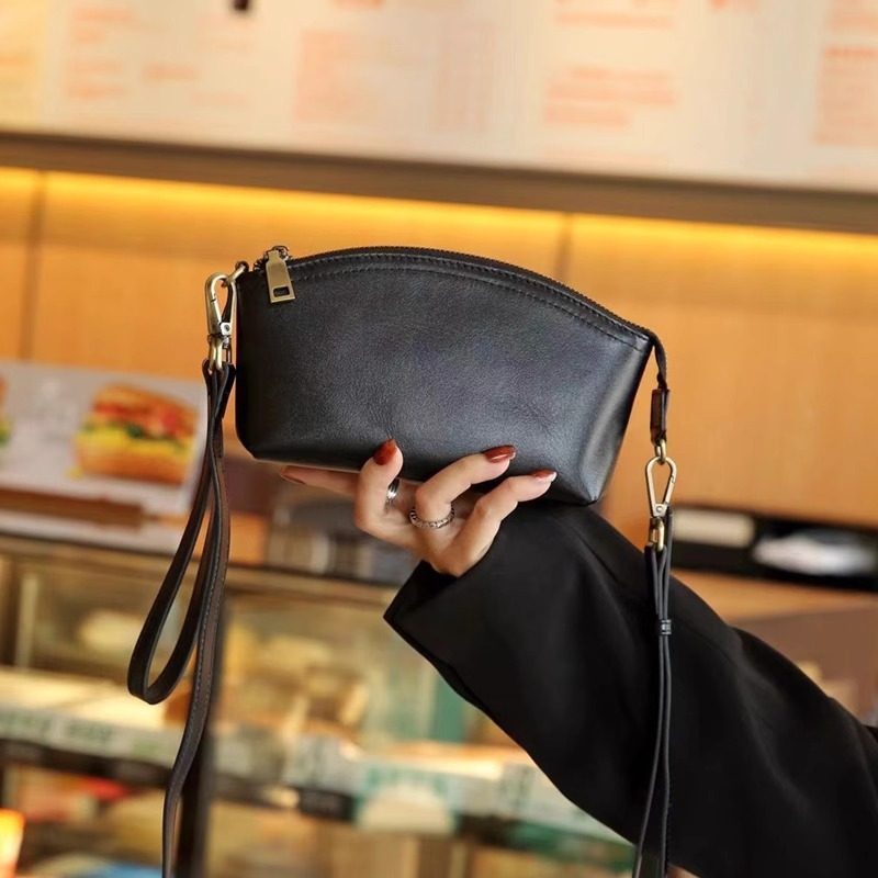 秋冬款复古真皮质感手拿包散步大容量贝壳零钱包便捷手拎包手机包,淘宝优惠券,粉丝福利购,淘宝优惠卷