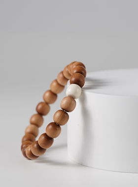 天然印度迈索尔老山檀香手串百年系列沉水老料猛犸款单圈男女款