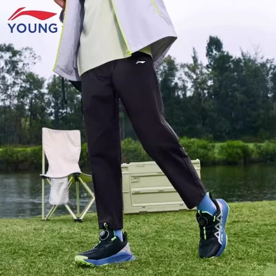 李宁童装男童裤子夏季薄款2025新款大童速干运动裤儿童冰丝防蚊裤